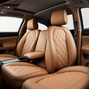 Premium PU Leatherette Car Seat Cover Set – Luxury Cushion Seat Protector with Diamond Stitching | Universal Fit | Waterproof Interior Upgrade