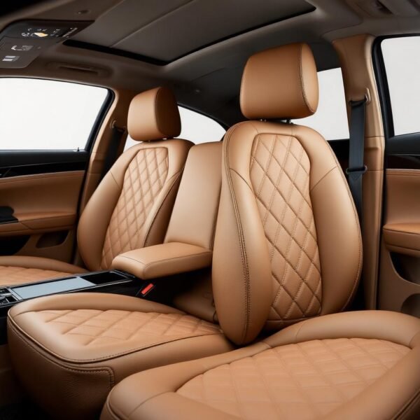 product-leather-tan-ri8-p-ec Luxury Cushion Seat Protector with Diamond Stitching | Universal Fit | Waterproof Interior Upgrade