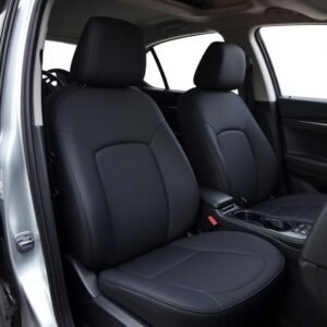 Carbon Sport PU Leatherette Car Seat Cover – Premium Black with Red Stitching | Universal Fit | Luxury Interior Protection